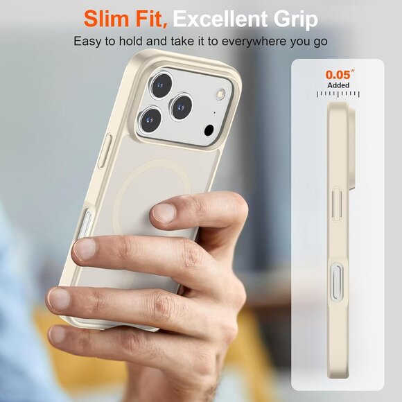 Antique White I-phone 17 Pro Max Case Compatible Mag Safe Matte Shockproof - Picture 7 of 7